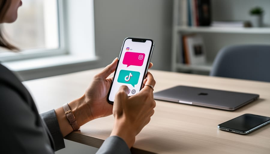 A modern social media creator at a desk holds a smartphone showing abstract social media post icons, symbolizing recent platform changes and what to watch in 2026.